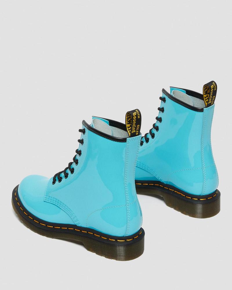 Dr Martens 1460 Lak Læder Snørestøvler Dame Turkis | DK 193WNB